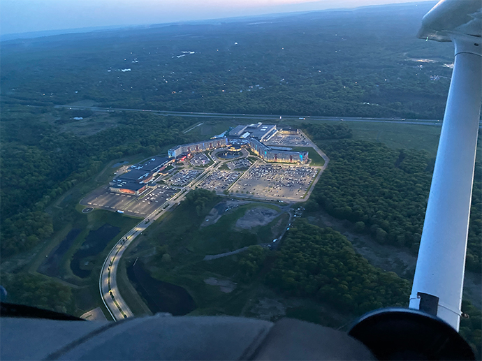 Water park resort in the center of the picture